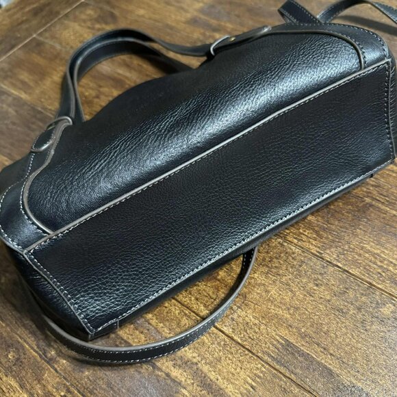 Fossil Avondale Black Leather Satchel Handbag Brass Hardware Excellent - Picture 12 of 16